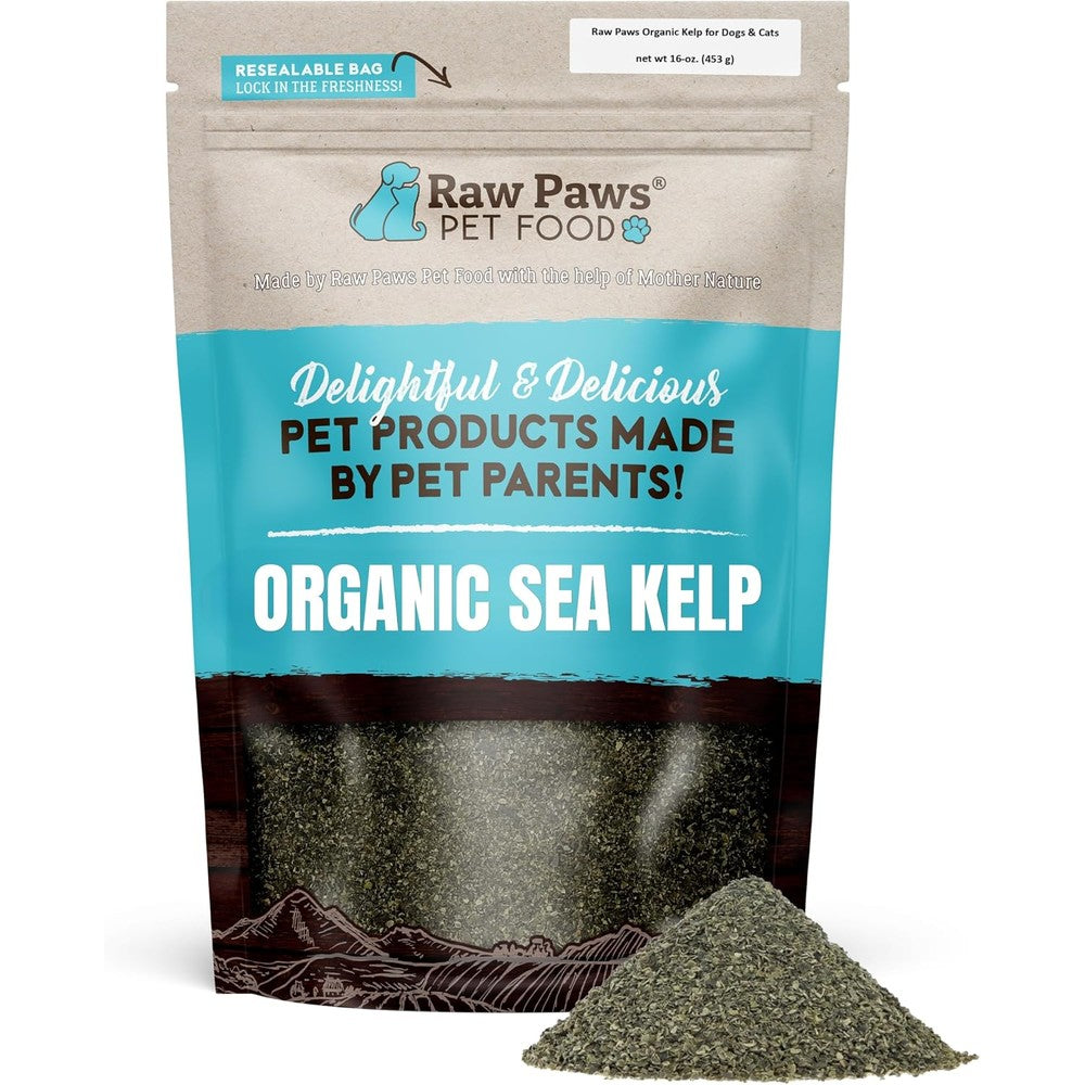 Raw Paws Organic Kelp Powder For Dogs And Cats 16 Ounce Thyroid Digestive And Immune Health Supplement For Pets