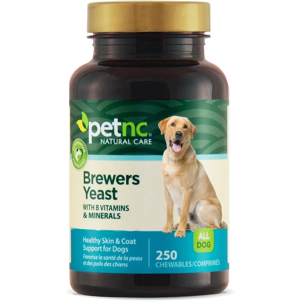 PetNC Natural Care Brewers Yeast Dog Skin And Coat Supplement 250 Chewable Tablets With B Vitamins And Antioxidants For Dogs 10 Pounds And Over