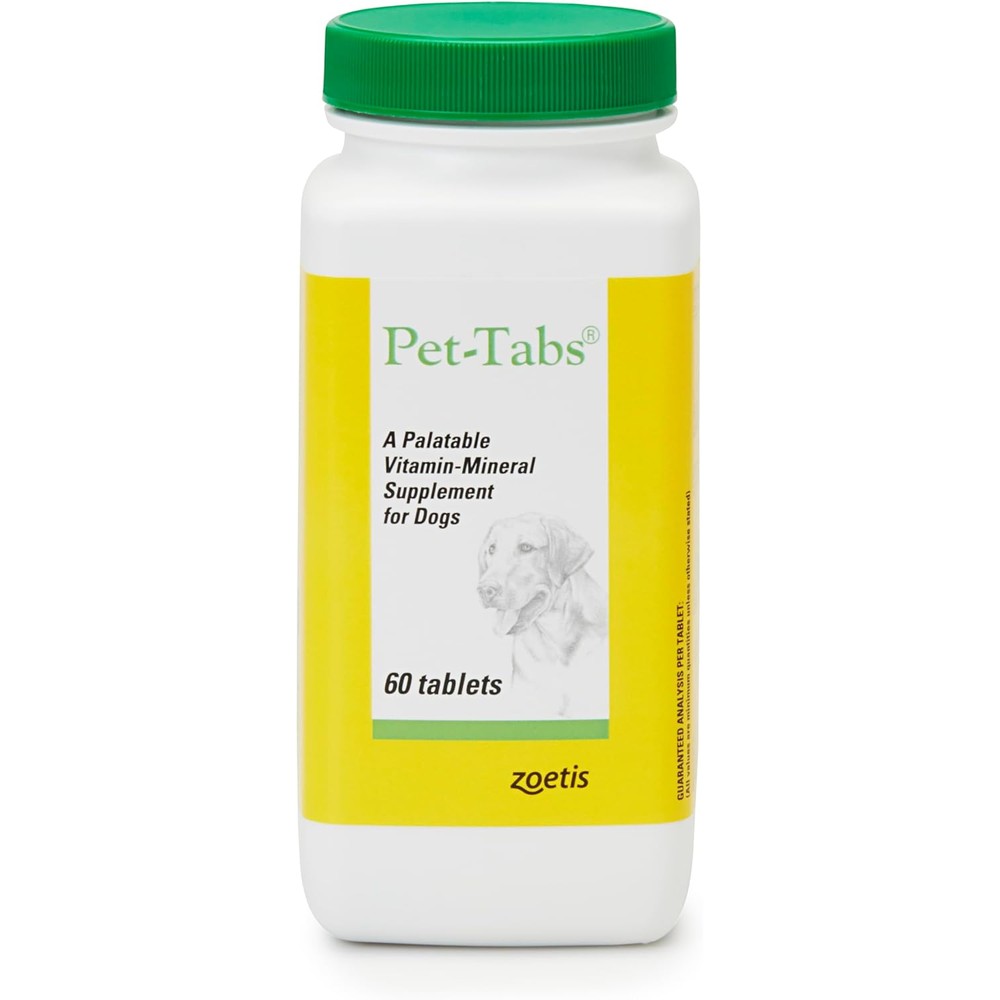 Pet-Tabs Multivitamin And Mineral Supplement For Dogs, Chewable Tablet, 60 Count Bottle