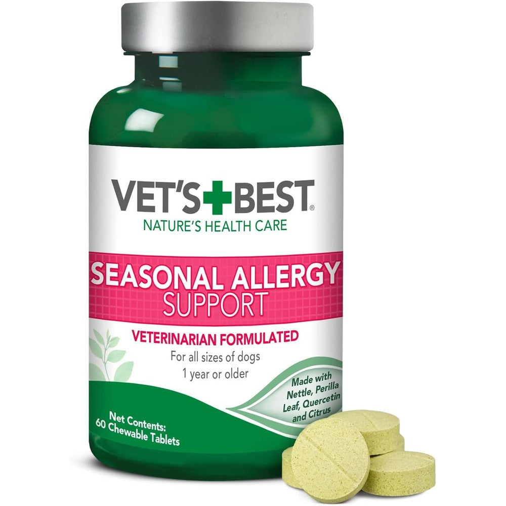 Vet's Best Seasonal Allergy Support Supplement For Dogs, Natural Itch Relief And Skin Health Formula, 60 Chewable Tablets