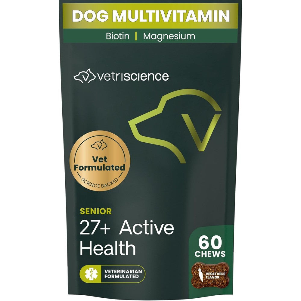 VetriScience Senior 27 Plus Active Health Chews Canine Plus Daily Multivitamin For Senior Dogs Balanced Vitamins Minerals And Antioxidants 60 Servings