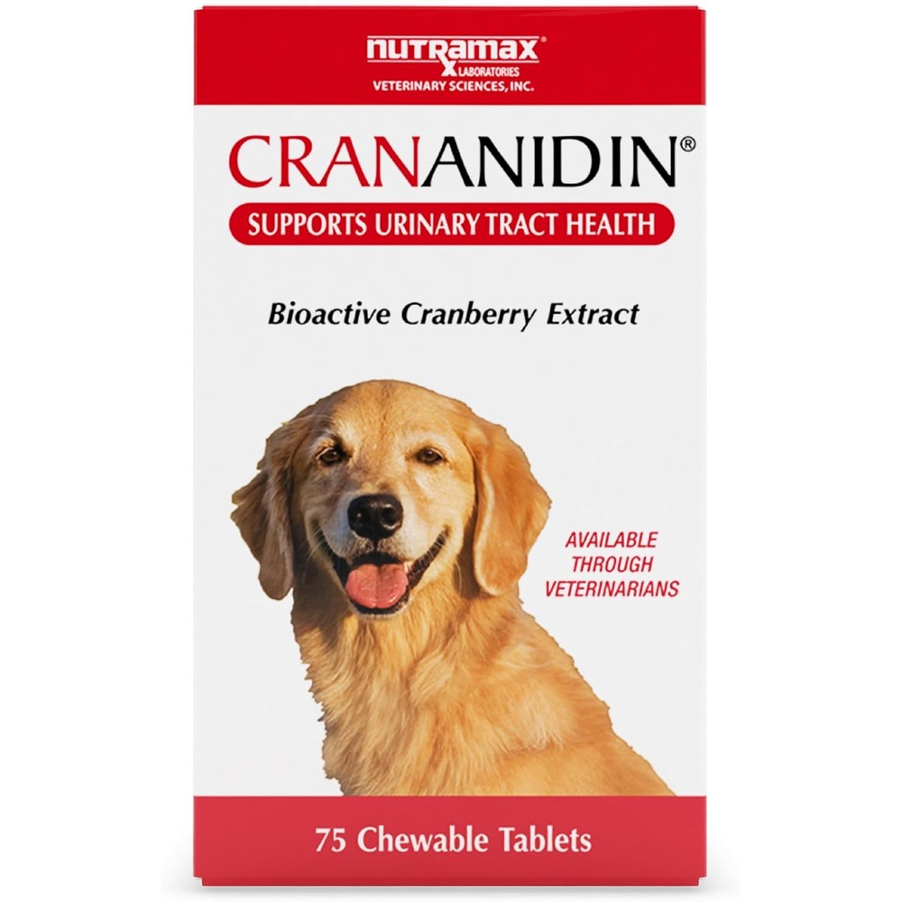Nutramax Crananidin Urinary Tract And Bladder Health Supplement For Dogs, 75 Count Chewable Tablets