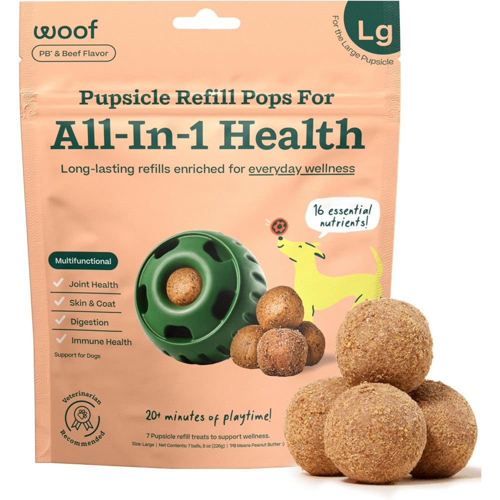 Woof Pupsicle Refill Pops For All In 1 Health Multivitamin Dog Treats With Vitamins A B D Iron Magnesium And Fiber Large Pops 7 Count