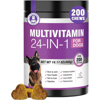 TTLXBL 24-in-1 Dog Vitamins and Supplements 200 Count Dogs Multivitamin Chewable Treats with Glucosamine Chondroitin Probiotics and Omega-3 Chicken...