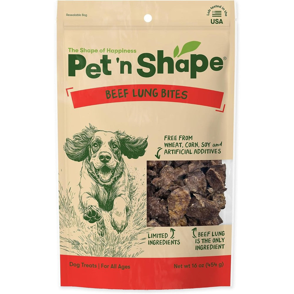 Pet 'n Shape Beef Lung Dog Treats, Made And Sourced In The USA, Grain Free Training Treats, 1 Pound