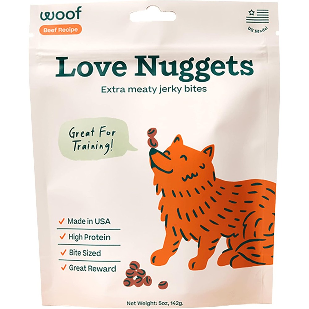 Woof Love Nuggets Made In The Usa Beef Training Dog Treats Bite Sized Jerky For All Life Stages 5 Ounce Bag