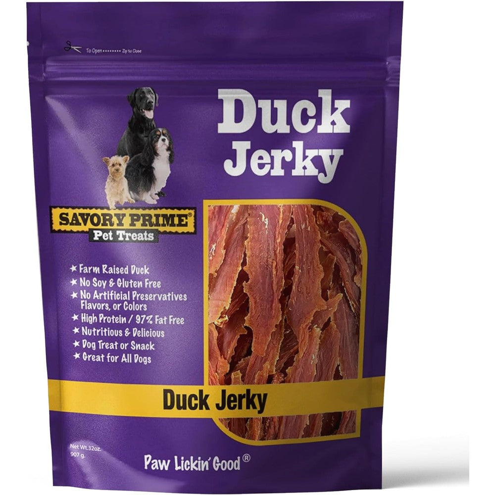 Savory Prime Duck Jerky Dog Treats Made With 100 Percent Real Farm Raised Duck Breast High Protein Easily Digestible 2 Pounds Pack Of 1