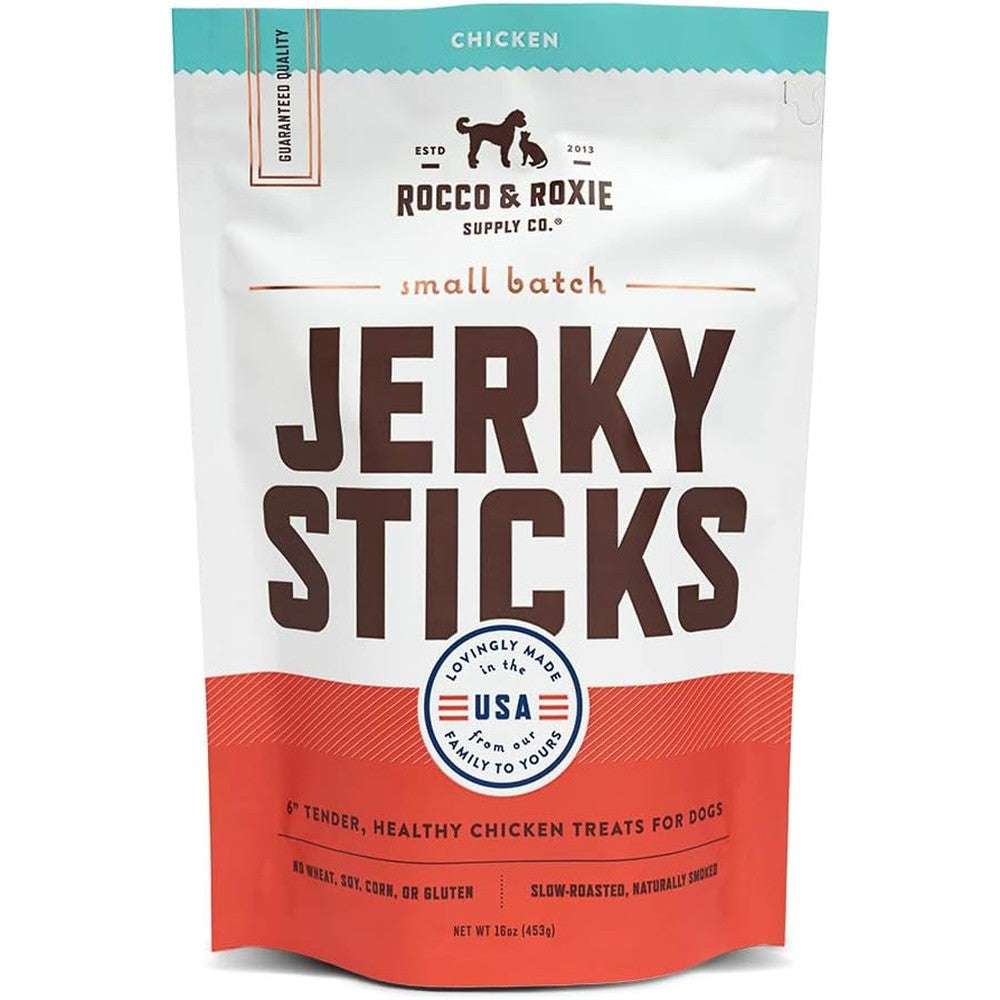 Rocco And Roxie Gourmet Chicken Jerky Dog Treats Soft Training Snacks Made In The United States 16 Ounce Bag