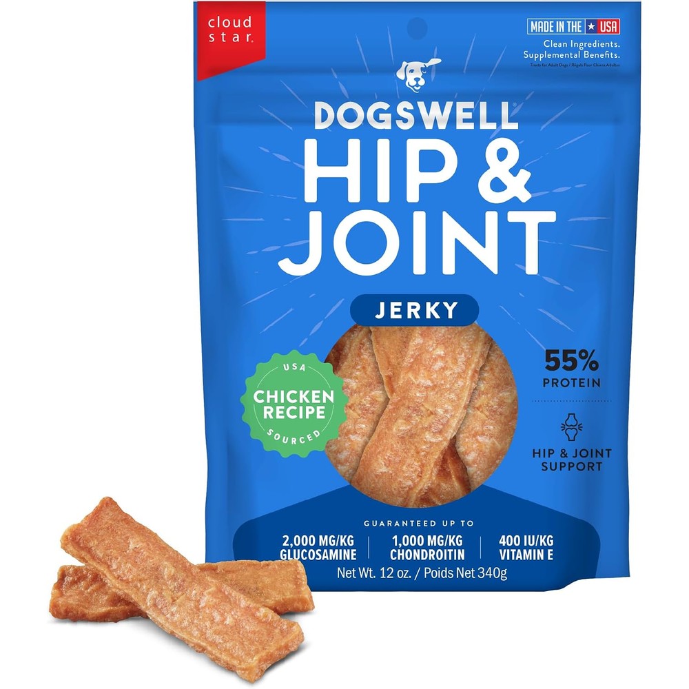 Dogswell Hip And Joint Jerky Dog Treats Real Chicken Breast Grain Free Formula 12 Ounce Pouch