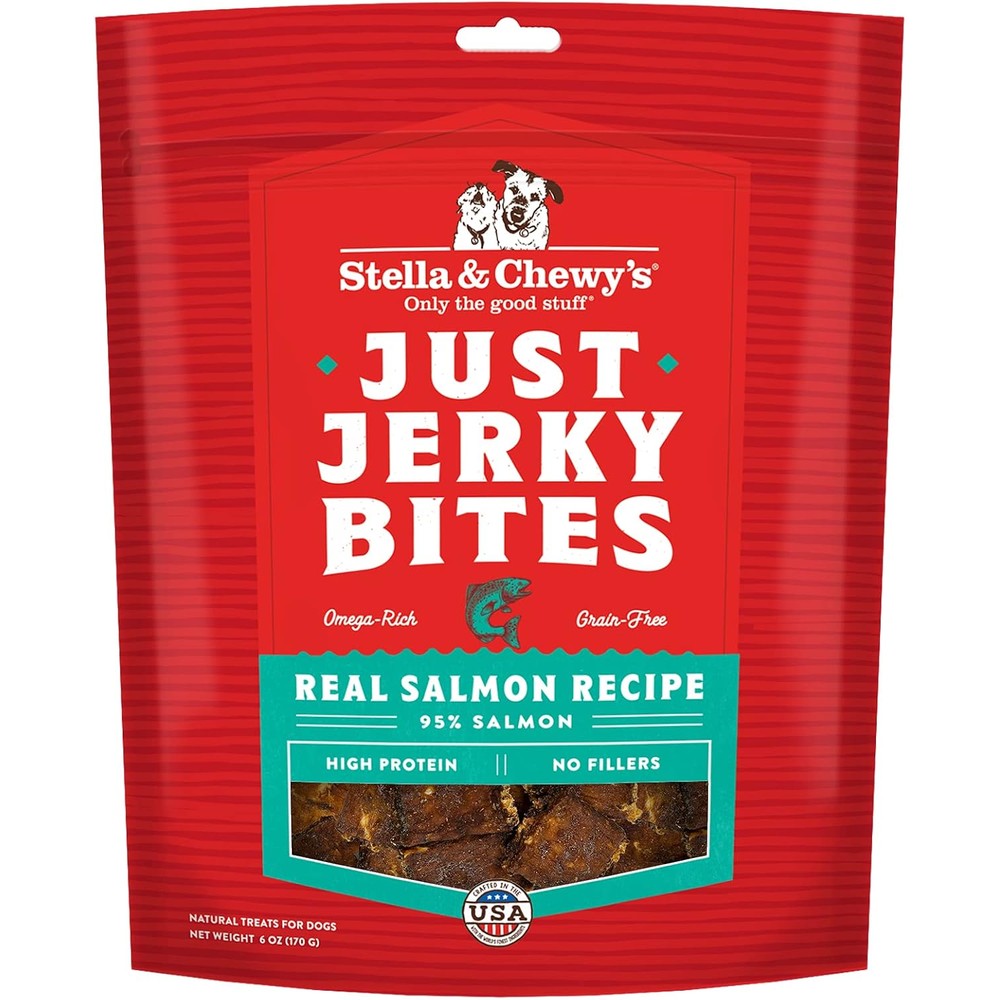 Stella & Chewy's Premium Salmon Jerky Dog Treats 95 Percent Real Fish Bites For Sensitive Stomachs Grain Free 6 Ounce Bag