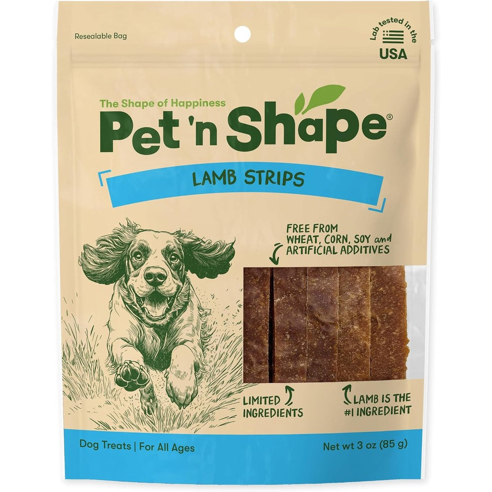 Pet 'N Shape Lamb Jerky Dog Treats 100 Percent Natural Premium Reward For All Breeds And Sizes 3 Ounce Pouch