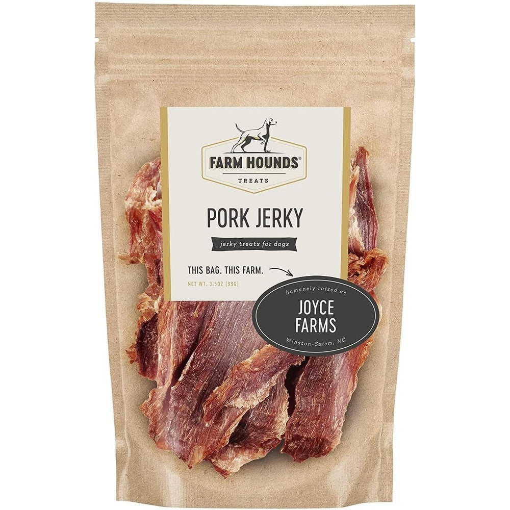 Farm Hounds Pork Jerky Premium Natural Dog Treats 100 Percent Humanely Raised Pork 3.5 Ounces