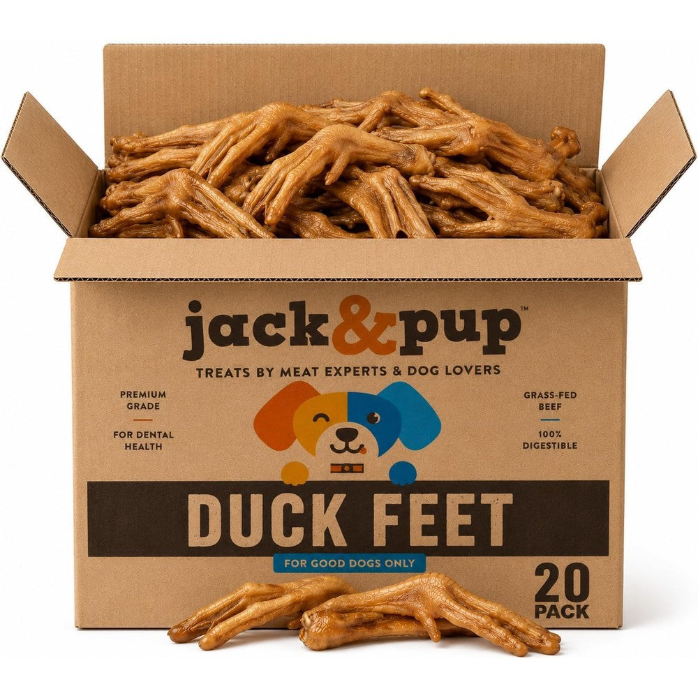 Jack & Pup Duck Feet For Dogs All Natural Dehydrated Dog Treats Grain Free Dental Chews For Small And Medium Dogs 20 Count