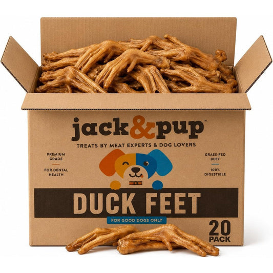 Jack & Pup Duck Feet For Dogs All Natural Dehydrated Dog Treats Grain Free Dental Chews For Small And Medium Dogs 20 Count