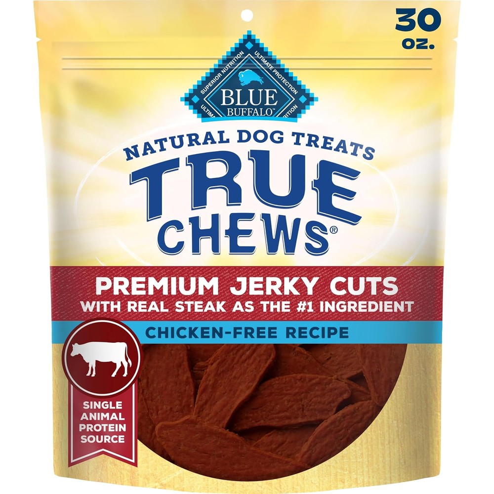 Blue Buffalo True Chews Premium Beef Jerky Cuts Natural Dog Treats Chicken Free Recipe 30 Ounces