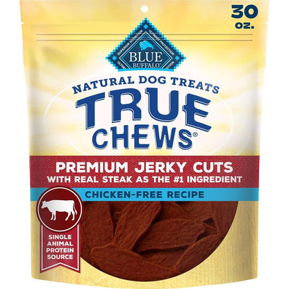 Blue Buffalo True Chews Premium Beef Jerky Cuts Natural Dog Treats Chicken Free Recipe 30 Ounces