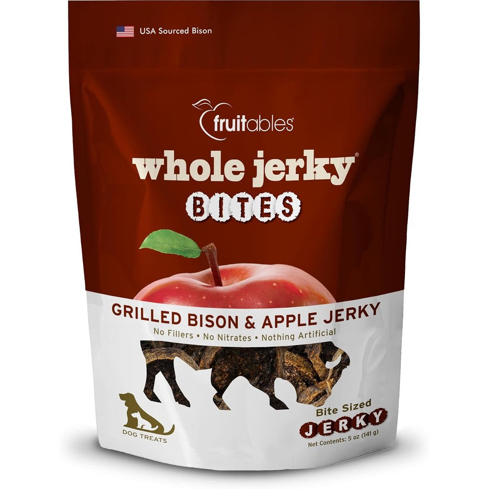 Fruitables Whole Jerky Bites Healthy Dog Treats Grilled Bison And Apple Flavor 5 Ounce Pack