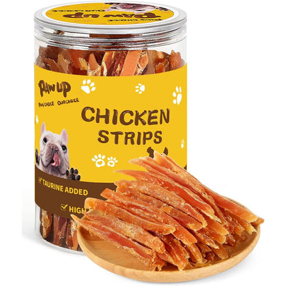 Pawup Chicken Jerky Strips Dog Treats, Low Fat High Protein Natural Chicken Strips With Taurine For Small And Medium Dogs, 12.5 Ounce