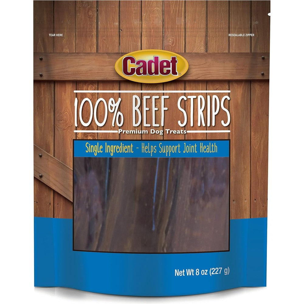 Cadet 100 Percent Beef Strips Dog Treats Single Ingredient Beef Esophagus Healthy Rawhide Alternative High Protein Chew 8 Ounce