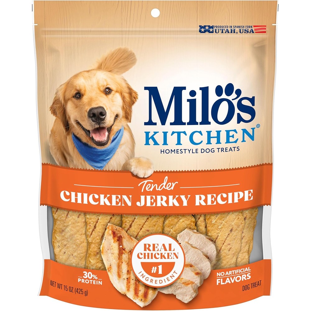 Milos Kitchen Chicken Jerky Strips Dog Treats Premium Homestyle Recipe With Real Chicken 15 Ounce Bag