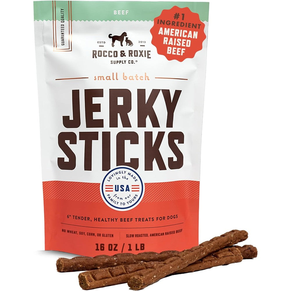Rocco & Roxie Beef Jerky Dog Treats 1 Pound Soft Training Snacks Made In USA For All Breeds And Ages
