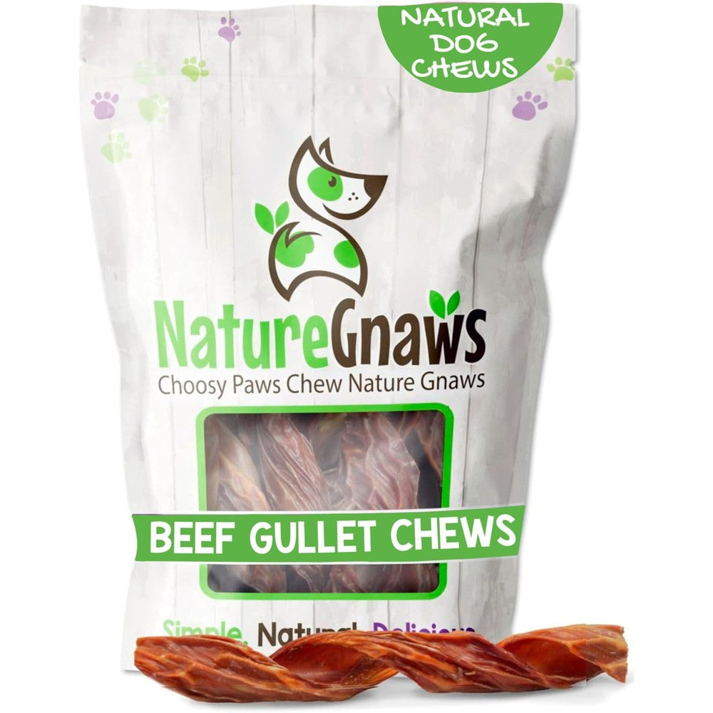 Nature Gnaws Beef Gullet Springs For Dogs 7 To 8 Inch 12 Count Natural Beef Jerky Stick Dog Chew Treats Rawhide Free