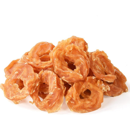 Pawmate Dog Treats Chicken Jerky Rings, Rawhide Free Grain Free Natural Chicken Breast Chewy Training Snacks For Small Medium Large Dogs, 10.58 Ounce