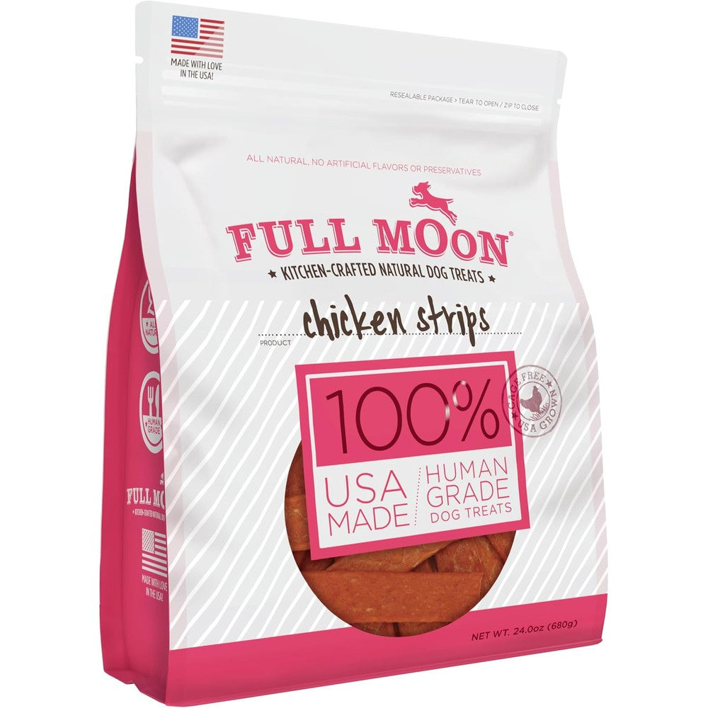 Full Moon Chicken Strips Healthy All Natural Dog Treats Human Grade Made In USA Grain Free 24 Ounce