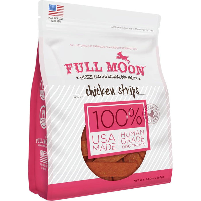 Full Moon Chicken Strips Healthy All Natural Dog Treats Human Grade Made In USA Grain Free 24 Ounce