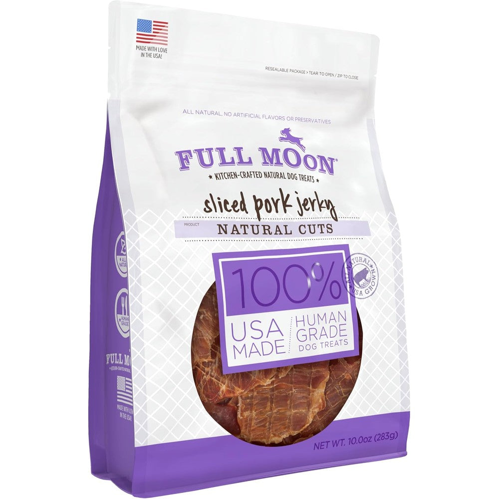Full Moon Natural Cut Pork Jerky Healthy All Natural Human Grade Grain Free Dog Treats 10 Ounce