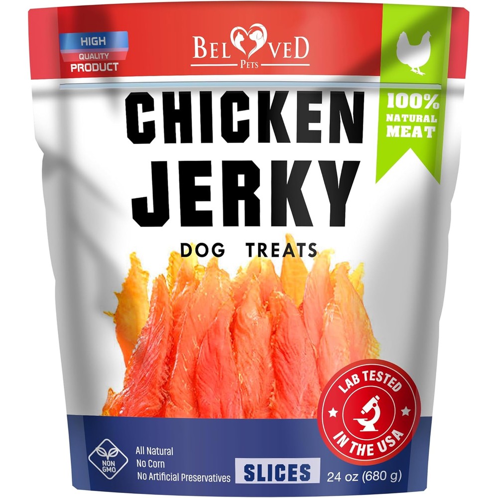 Beloved Pets Dog Treats Chicken Jerky 1.5 Pounds High Protein Human Grade Natural Meat Strips For All Dog Breeds