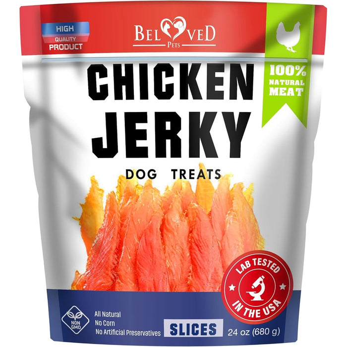 Beloved Pets Dog Treats Chicken Jerky 1.5 Pounds High Protein Human Grade Natural Meat Strips For All Dog Breeds