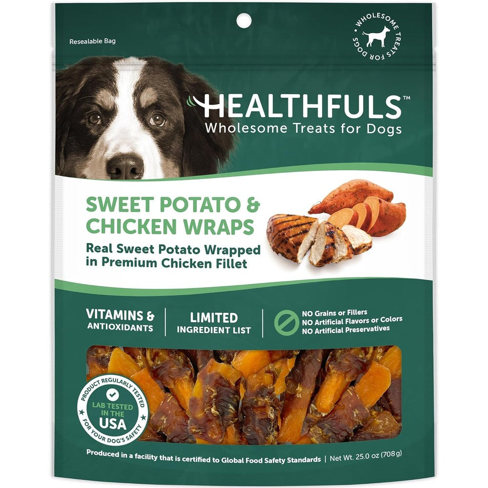 Healthfuls Chicken Wrapped Sweet Potato Dog Treats 16 Ounce Natural Dehydrated Snack For Dogs