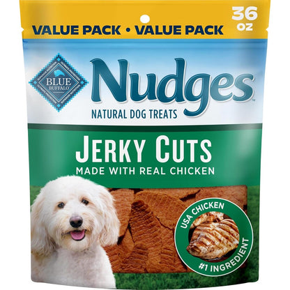 Blue Buffalo Nudges Chicken Jerky Cuts Natural Dog Treats, Tender And Meaty Snacks With Real Chicken, 36 Ounce Value Pack