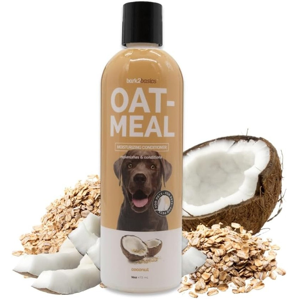 Bark2Basics Oatmeal Dog Conditioner Natural Colloidal Oatmeal Moisturizing Anti Itch Formula For Sensitive Skin Coconut Fragrance 16 Ounce