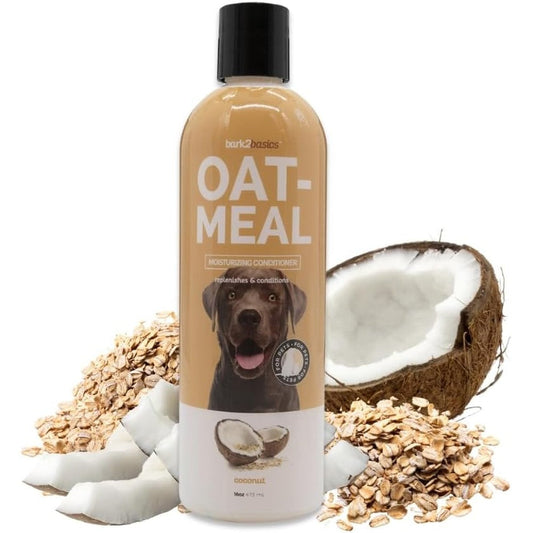 Bark2Basics Oatmeal Dog Conditioner Natural Colloidal Oatmeal Moisturizing Anti Itch Formula For Sensitive Skin Coconut Fragrance 16 Ounce
