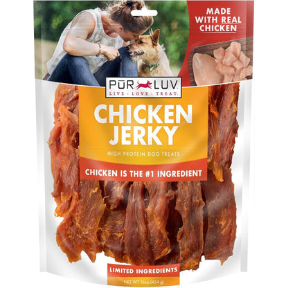 Pur Luv Chicken Jerky Dog Treats Made With 100 Percent Real Chicken Breast High Protein Healthy Snack For Dogs 16 Ounces