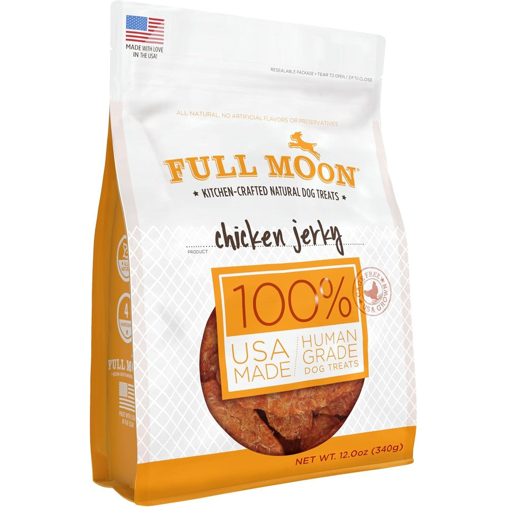 Full Moon Chicken Jerky Healthy All Natural Human Grade Dog Treats Made In USA Grain Free 12 Ounces