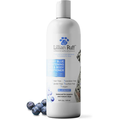 Lillian Ruff PRO Formula Berry Blue Brightening Dog Conditioner Professional Whitening Face And Body Coat Treatment With Provitamin B5 16 Ounce