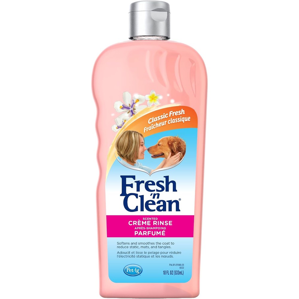 PetAg Fresh 'N Clean Scented Creme Rinse Conditioner For Dogs And Cats Classic Fresh Scent 18 Fluid Ounce