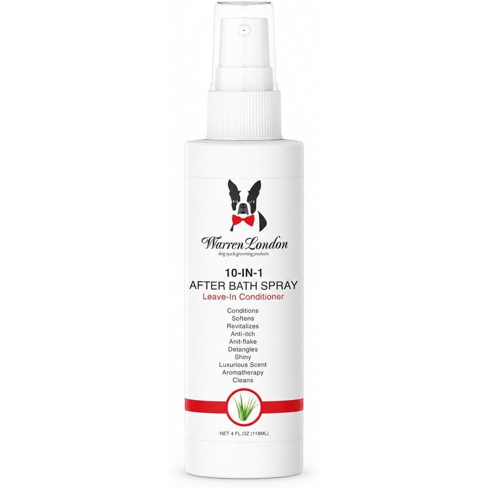 Warren London 10-in-1 After Bath Dog Spray Leave-In Conditioner And Detangler With Aloe Vera And Green Tea Fresh Scent 4 Ounces