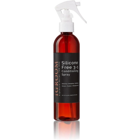 iGroom Silicone Free 3 In 1 Dog Conditioning And Detangling Spray Luxury Pet Beauty Care Evergreen Scent 8 Ounce
