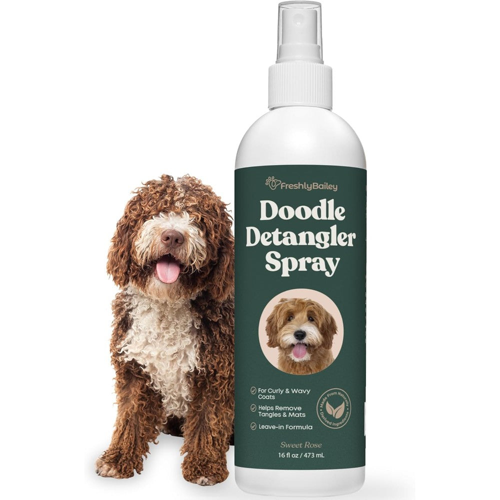 Freshly Bailey Doodle Detangler Spray Natural Dog Leave In Conditioner For Curly Coats Sixteen Fluid Ounces