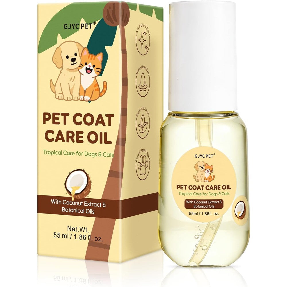 GJYC PET Coat Care Oil Coconut And Jojoba Infusion Nourishing Leave In Fur Serum And Detangler For Dogs And Cats 1.69 Fluid Ounce