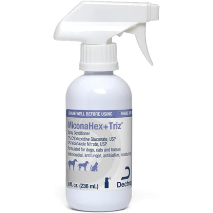 MiconaHex+Triz Medicated Antimicrobial Spray Conditioner For Dogs Cats And Horses Antifungal And Antibacterial Pet Skin Care Formula Clear 8 Ounce