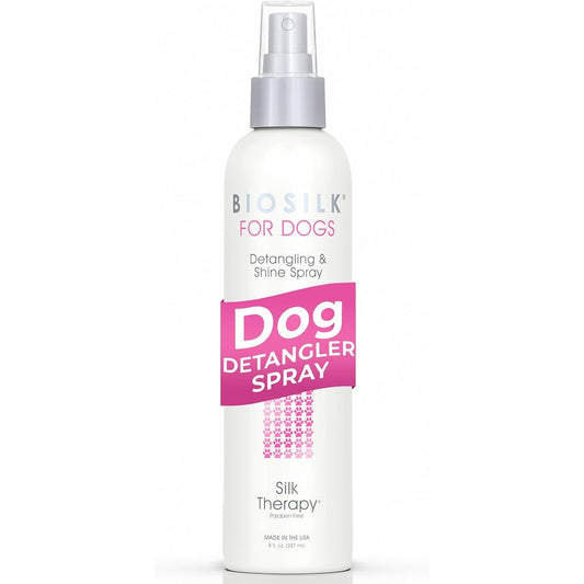 BioSilk Therapy Detangling And Shine Protecting Spray For Dogs pH Balanced Leave In Mist With Silk Proteins And Vitamins Eight Fluid Ounces