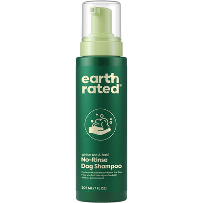 Earth Rated Waterless Dog Shampoo And Conditioner No Rinse Foam For Cleaning Detangling And Deodorizing White Tea And Basil Scent 7 Ounce