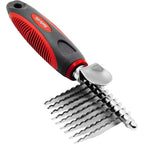 Tuff Pupper Dematting Comb For Dogs And Cats Professional Pet Detangling Brush Tool With Recessed Stainless Steel Blades And Ergonomic Handle