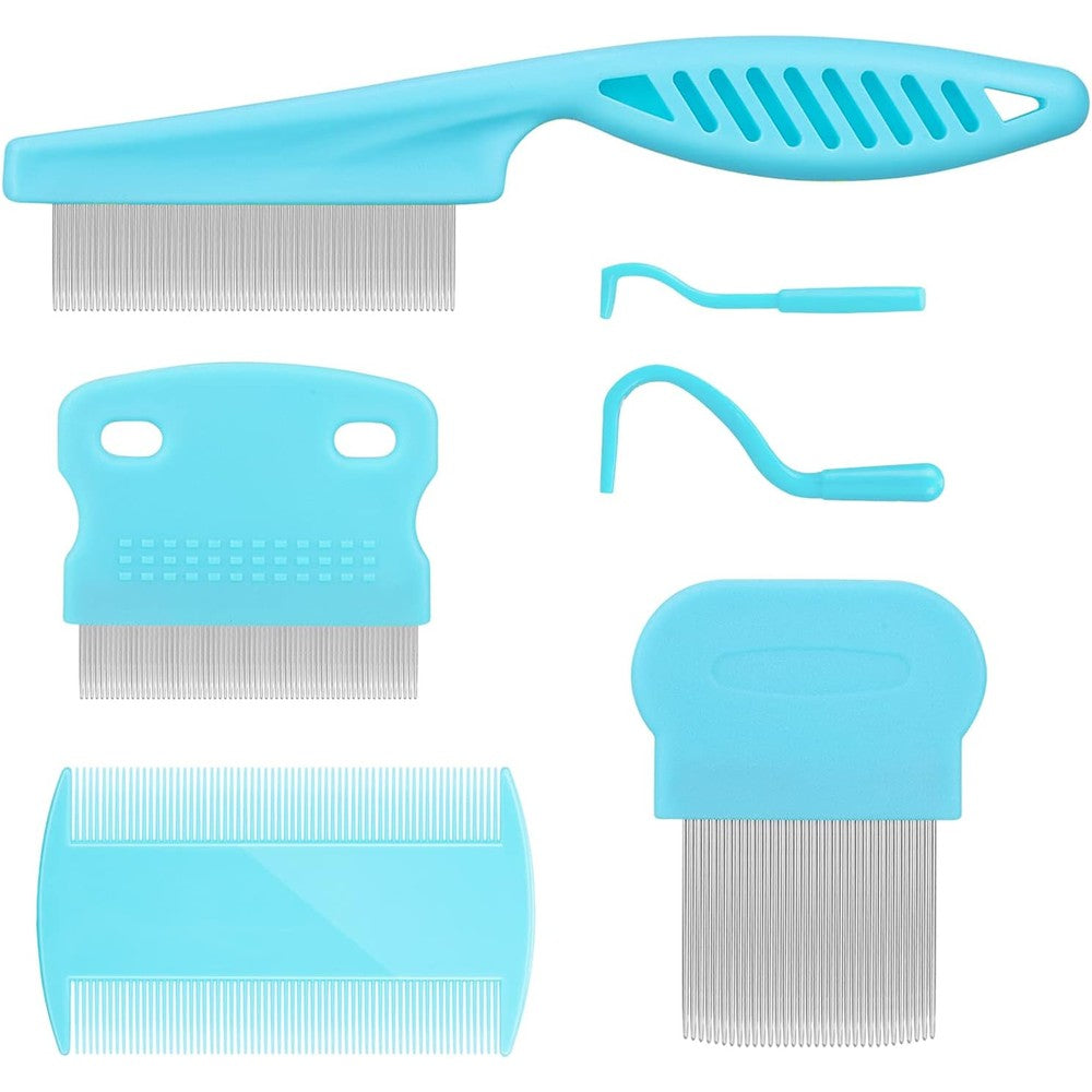 BENSEAO Cat And Dog Grooming Set Fine Tooth Comb For Removing Dandruff Flakes And Hair Blue Medium