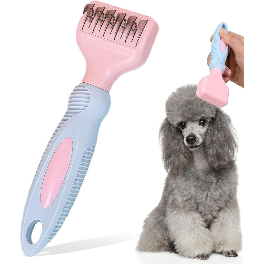 HOP Home Of Paws Professional Pet Dematting Comb With Stainless Steel Teeth And Ergonomic Handle For Long Haired Dogs And Cats Pink Color